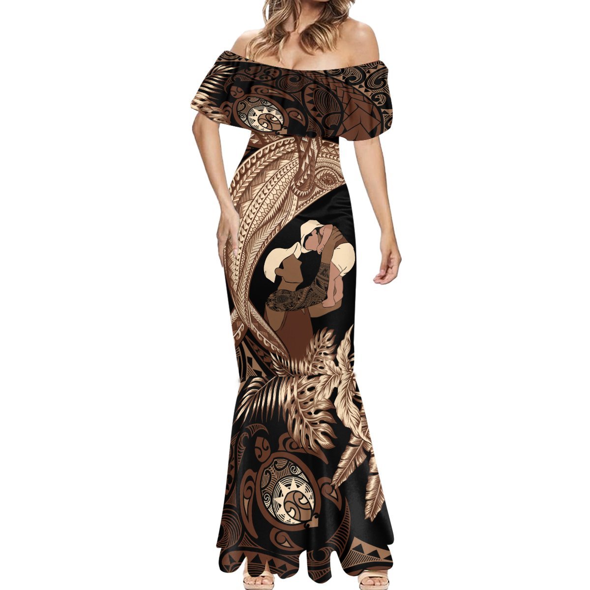 Father's Day Polynesian Pattern Mermaid Dress Tropical Humpback Whale LT7 - Polynesian Pride