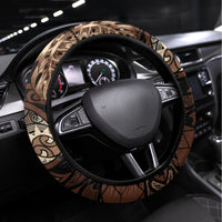 Father's Day Polynesian Pattern Steering Wheel Cover Tropical Humpback Whale LT7 Universal Fit Brown - Polynesian Pride
