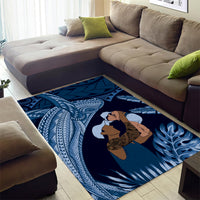Father's Day Polynesian Pattern Area Rug Tropical Humpback Whale - Navy LT7 - Polynesian Pride