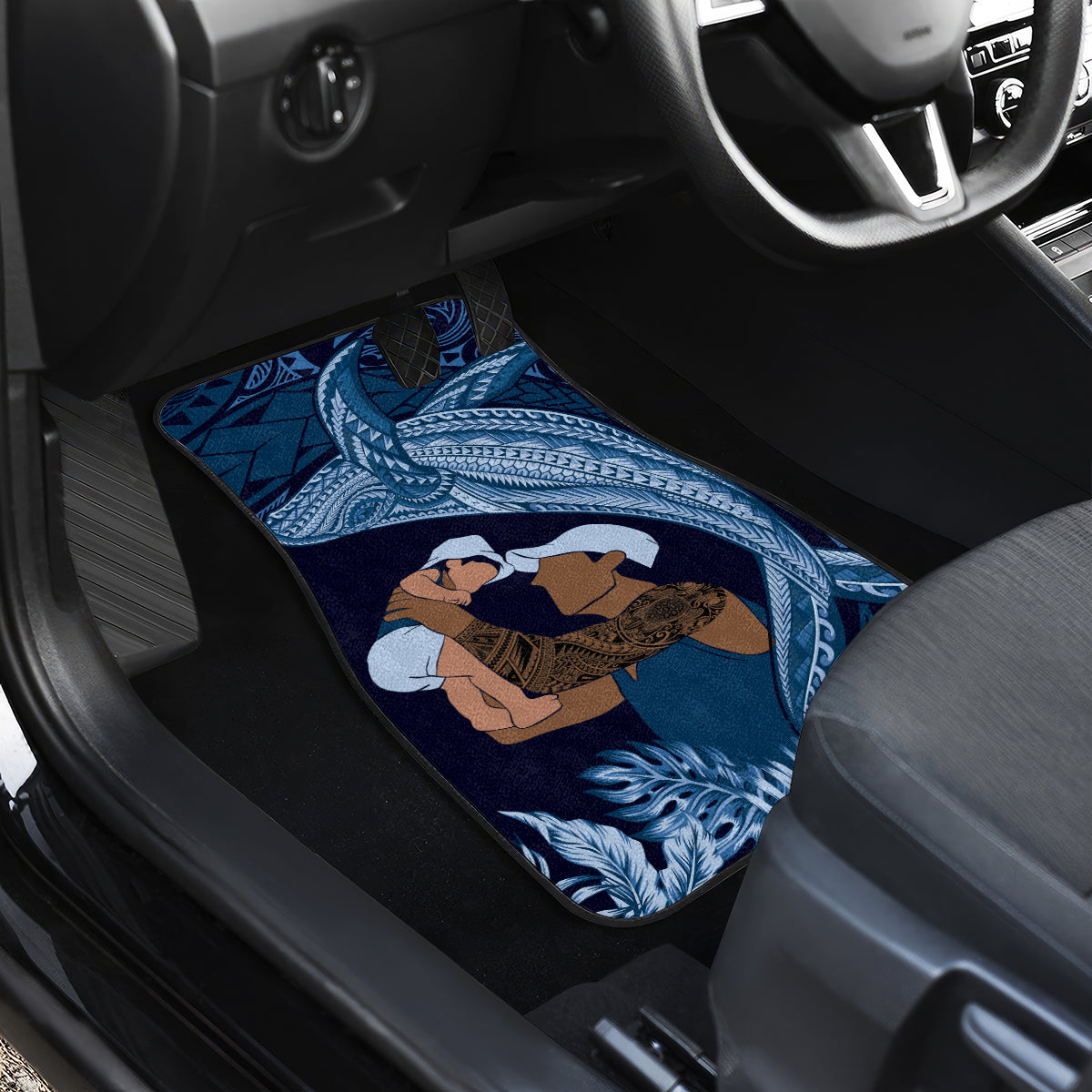 Father's Day Polynesian Pattern Car Mats Tropical Humpback Whale - Navy LT7 - Polynesian Pride