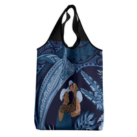 Father's Day Polynesian Pattern Grocery Bag Tropical Humpback Whale - Navy LT7 - Polynesian Pride