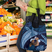 Father's Day Polynesian Pattern Grocery Bag Tropical Humpback Whale - Navy LT7 - Polynesian Pride