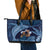 Father's Day Polynesian Pattern Leather Tote Bag Tropical Humpback Whale - Navy