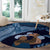 Father's Day Polynesian Pattern Round Carpet Tropical Humpback Whale - Navy