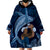 Father's Day Polynesian Pattern Wearable Blanket Hoodie Tropical Humpback Whale - Navy