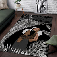 Father's Day Polynesian Pattern Area Rug Tropical Humpback Whale - Black LT7 Black - Polynesian Pride