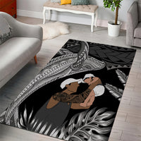 Father's Day Polynesian Pattern Area Rug Tropical Humpback Whale - Black LT7 - Polynesian Pride