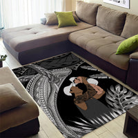 Father's Day Polynesian Pattern Area Rug Tropical Humpback Whale - Black LT7 - Polynesian Pride
