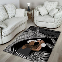 Father's Day Polynesian Pattern Area Rug Tropical Humpback Whale - Black LT7 - Polynesian Pride