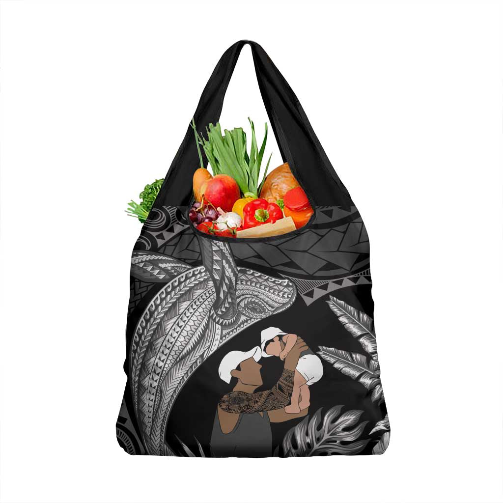 Father's Day Polynesian Pattern Grocery Bag Tropical Humpback Whale - Black LT7 1-pack One Size Black - Polynesian Pride
