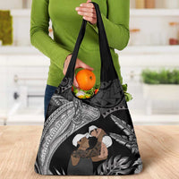 Father's Day Polynesian Pattern Grocery Bag Tropical Humpback Whale - Black LT7 - Polynesian Pride