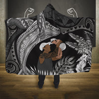 Father's Day Polynesian Pattern Hooded Blanket Tropical Humpback Whale - Black LT7 One Size Black - Polynesian Pride