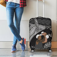 Father's Day Polynesian Pattern Luggage Cover Tropical Humpback Whale - Black LT7 - Polynesian Pride