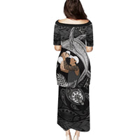 Father's Day Polynesian Pattern Puletasi Tropical Humpback Whale - Black LT7 - Polynesian Pride