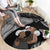 Father's Day Polynesian Pattern Round Carpet Tropical Humpback Whale - Black