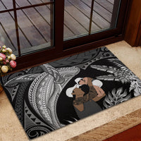 Father's Day Polynesian Pattern Rubber Doormat Tropical Humpback Whale - Black LT7 - Polynesian Pride