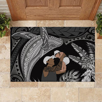 Father's Day Polynesian Pattern Rubber Doormat Tropical Humpback Whale - Black LT7 - Polynesian Pride