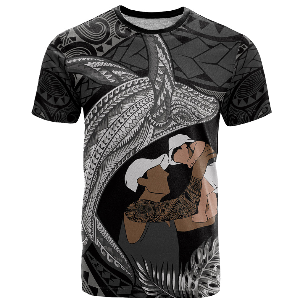 Father's Day Polynesian Pattern T Shirt Tropical Humpback Whale - Black LT7 Black - Polynesian Pride