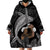 Father's Day Polynesian Pattern Wearable Blanket Hoodie Tropical Humpback Whale - Black