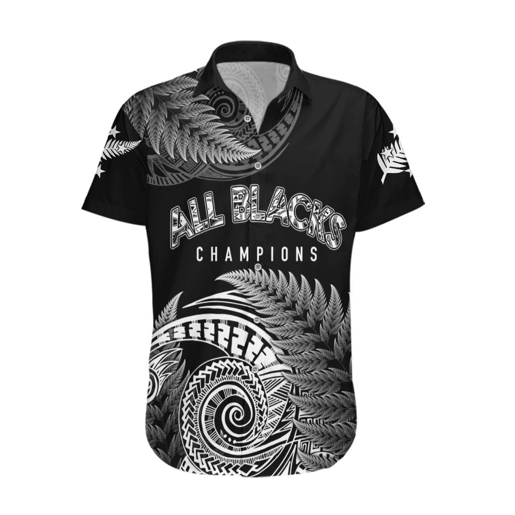 New Zealand Rugby 2023 Hawaiian Shirt Aotearoa Silver Ferns Champions LT7 Black - Polynesian Pride