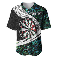 Personalized NZ Darts Baseball Jersey Paua Shell Maori Koru Whakairo LT7 Colorful - Polynesian Pride