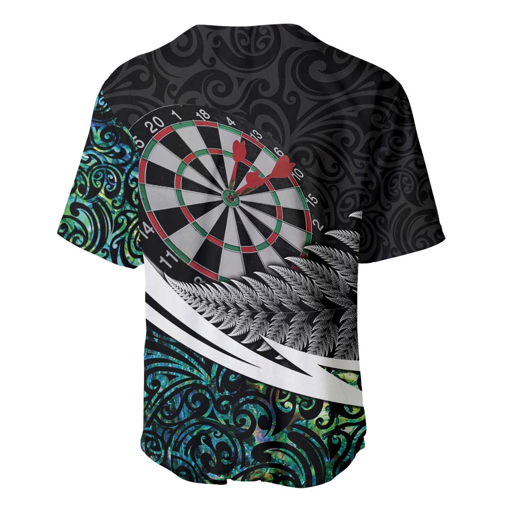 Personalized NZ Darts Baseball Jersey Paua Shell Maori Koru Whakairo LT7 - Polynesian Pride
