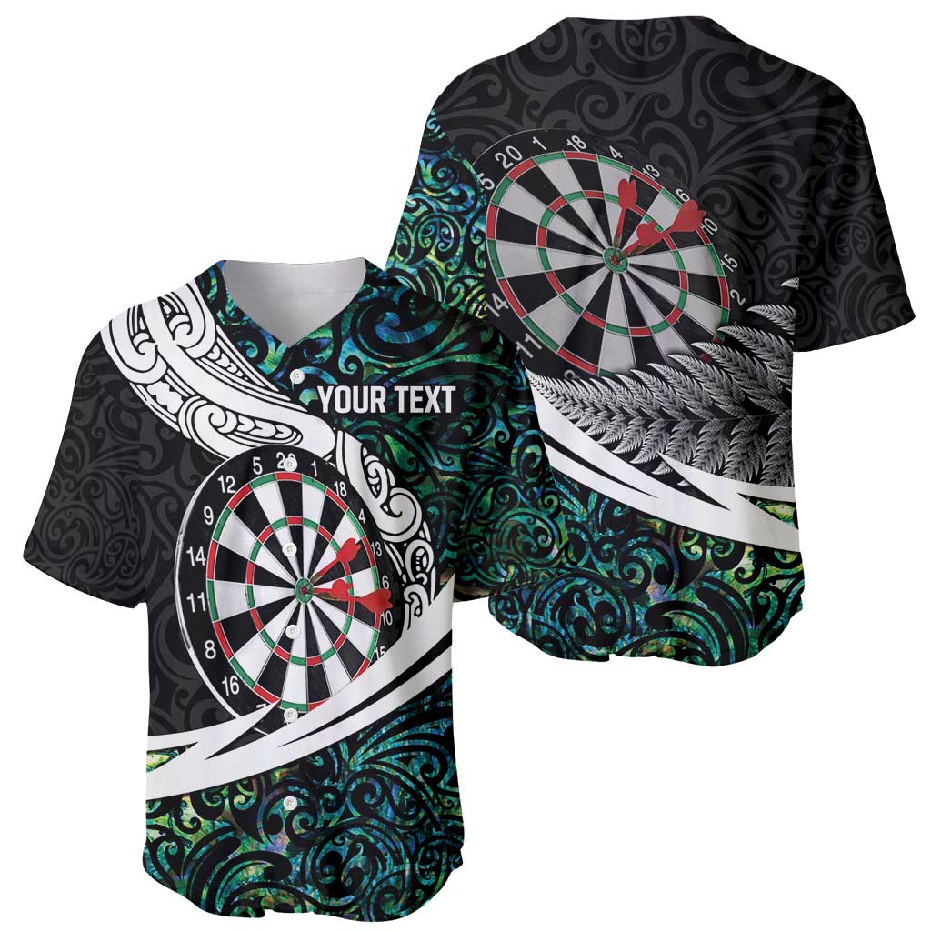 Personalized NZ Darts Baseball Jersey Paua Shell Maori Koru Whakairo LT7 - Polynesian Pride