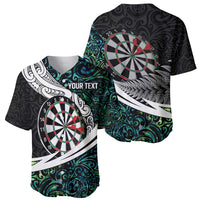 Personalized NZ Darts Baseball Jersey Paua Shell Maori Koru Whakairo LT7 - Polynesian Pride