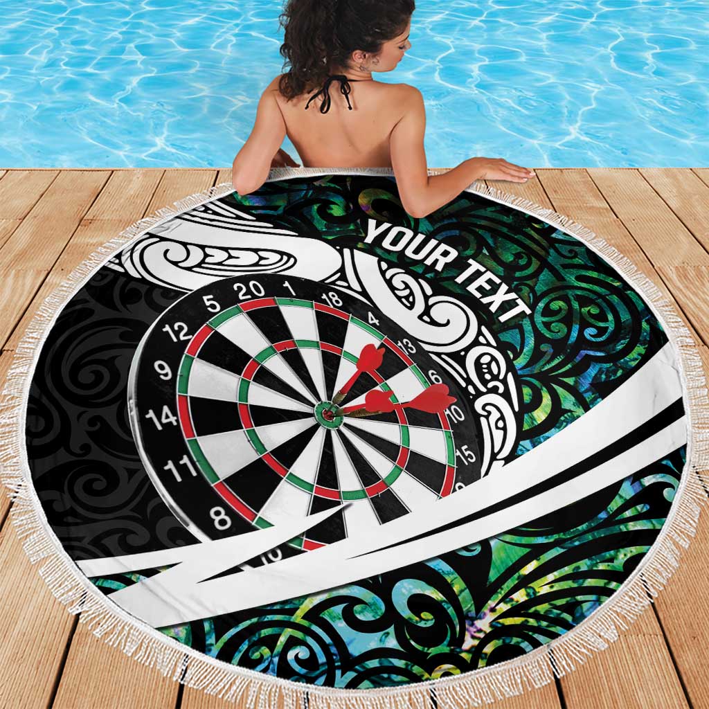 Personalized NZ Darts Beach Blanket Paua Shell Maori Koru Whakairo LT7 - Polynesian Pride