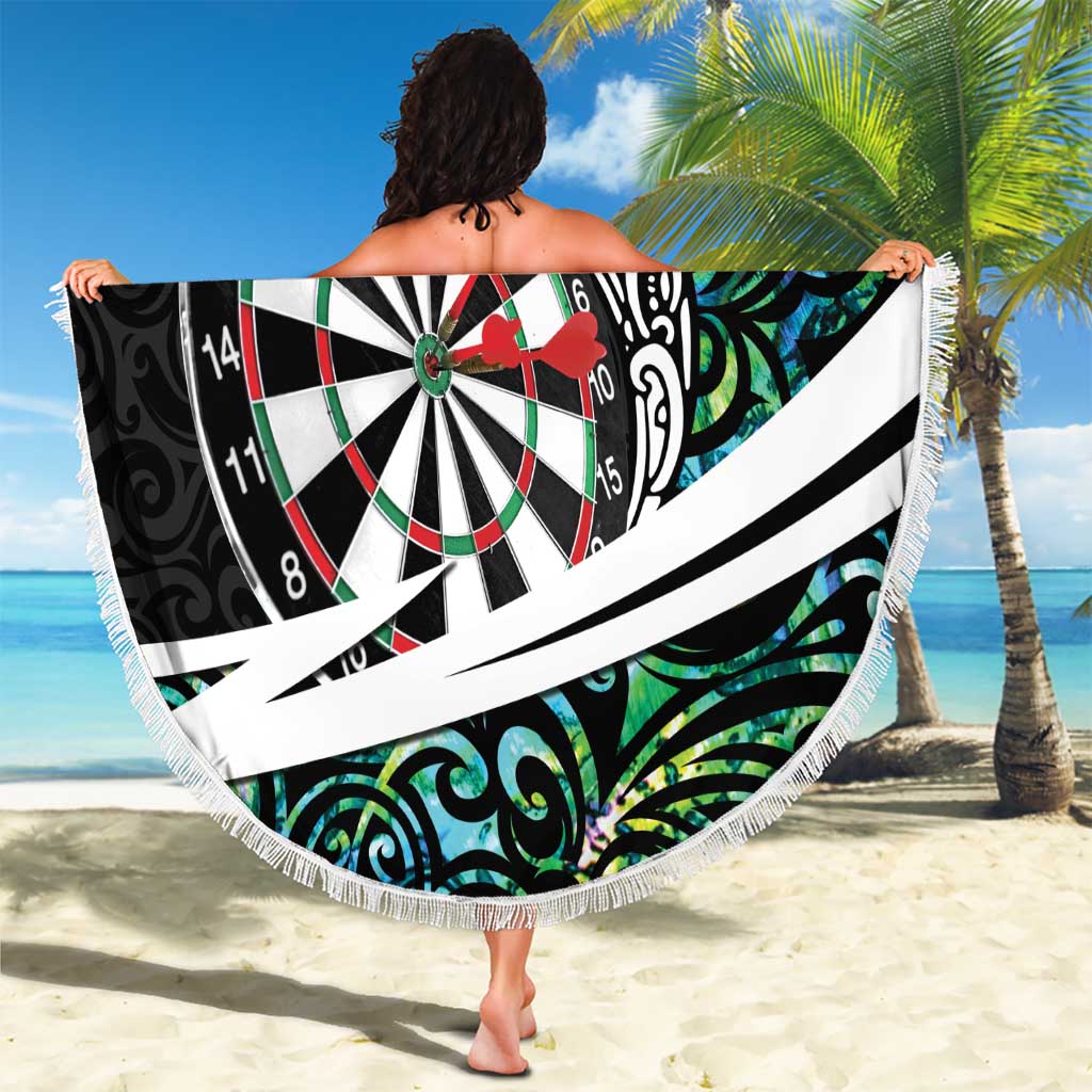 Personalized NZ Darts Beach Blanket Paua Shell Maori Koru Whakairo LT7 - Polynesian Pride