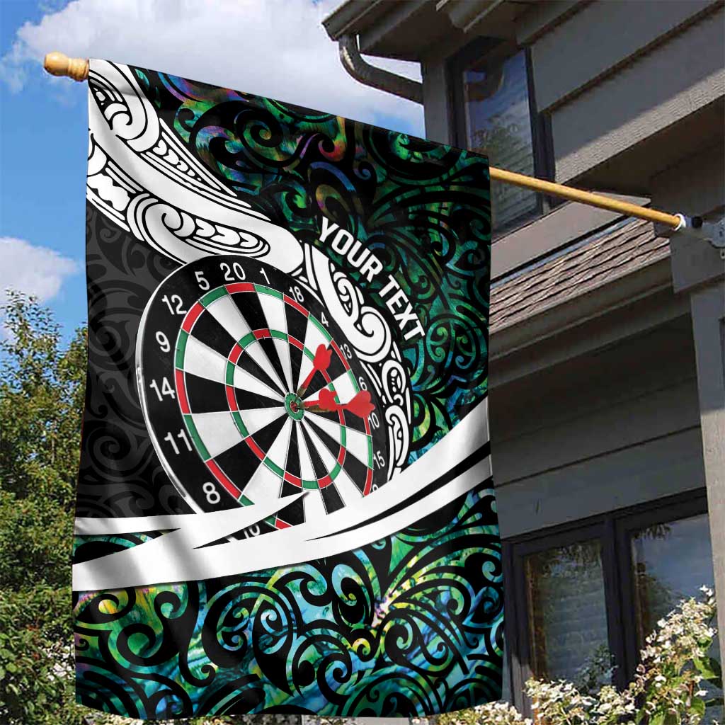 Personalized NZ Darts Garden Flag Paua Shell Maori Koru Whakairo LT7 - Polynesian Pride