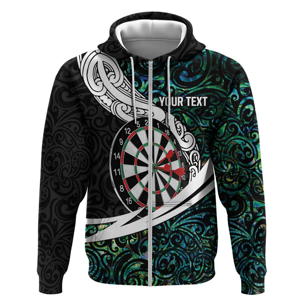 Personalized NZ Darts Hoodie Paua Shell Maori Koru Whakairo LT7 Zip Hoodie Colorful - Polynesian Pride