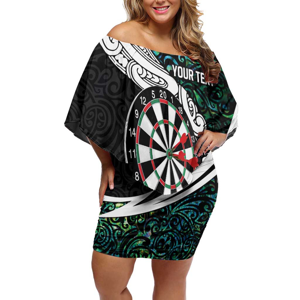 Personalized NZ Darts Off Shoulder Short Dress Paua Shell Maori Koru Whakairo LT7 Women Colorful - Polynesian Pride