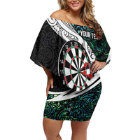 Personalized NZ Darts Off Shoulder Short Dress Paua Shell Maori Koru Whakairo LT7 Women Colorful - Polynesian Pride
