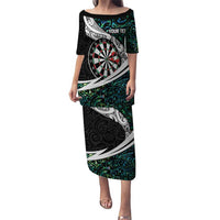 Personalized NZ Darts Puletasi Paua Shell Maori Koru Whakairo LT7 Long Dress Colorful - Polynesian Pride