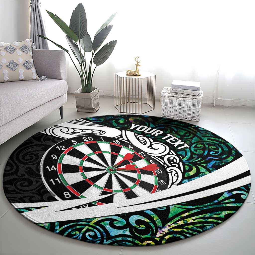 Personalized NZ Darts Round Carpet Paua Shell Maori Koru Whakairo LT7 - Polynesian Pride