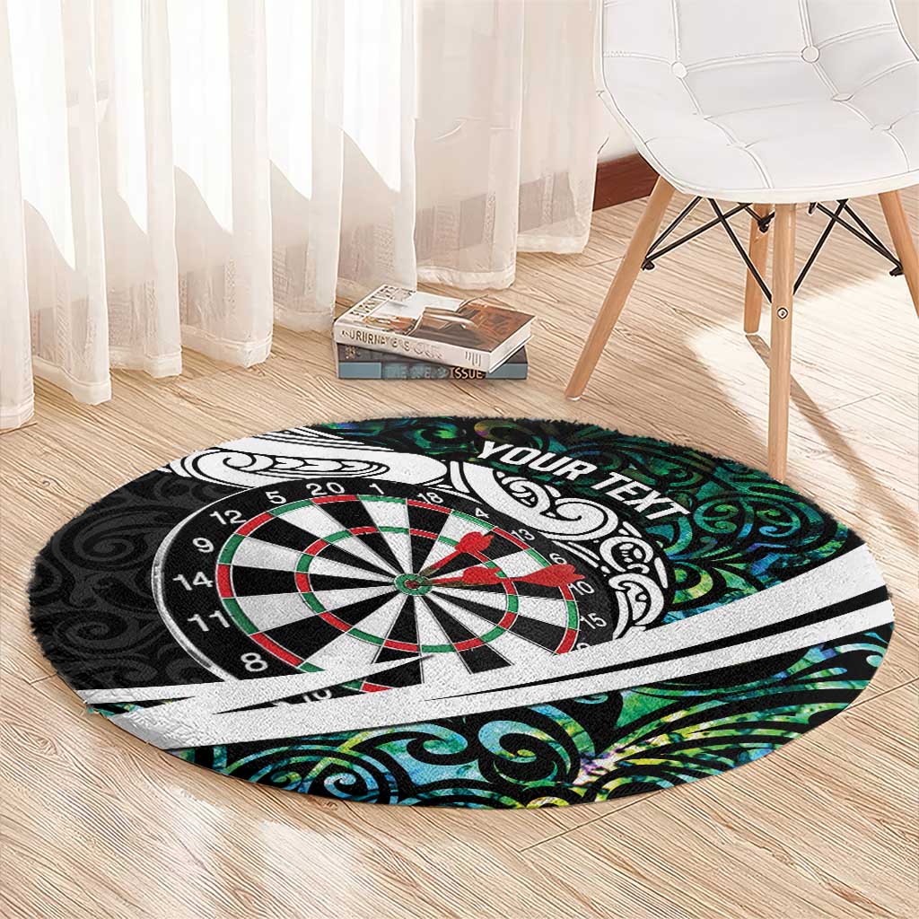 Personalized NZ Darts Round Carpet Paua Shell Maori Koru Whakairo LT7 - Polynesian Pride