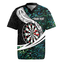 Personalized NZ Darts Rugby Jersey Paua Shell Maori Koru Whakairo LT7 Colorful - Polynesian Pride