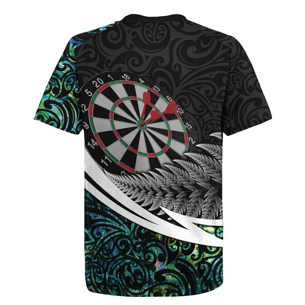 Personalized NZ Darts Rugby Jersey Paua Shell Maori Koru Whakairo LT7 - Polynesian Pride