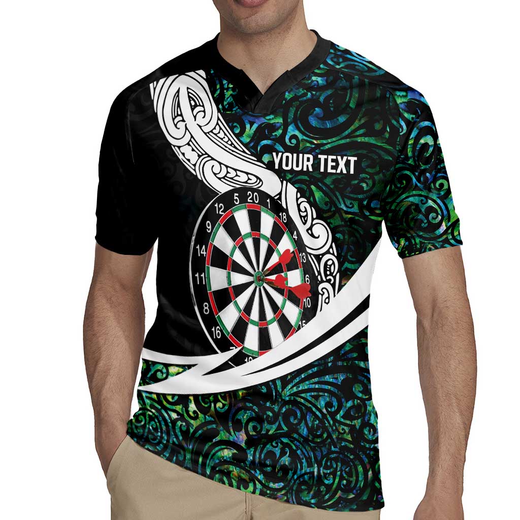 Personalized NZ Darts Rugby Jersey Paua Shell Maori Koru Whakairo LT7 - Polynesian Pride