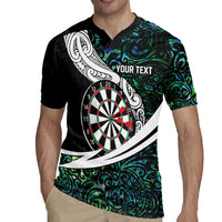 Personalized NZ Darts Rugby Jersey Paua Shell Maori Koru Whakairo LT7 - Polynesian Pride