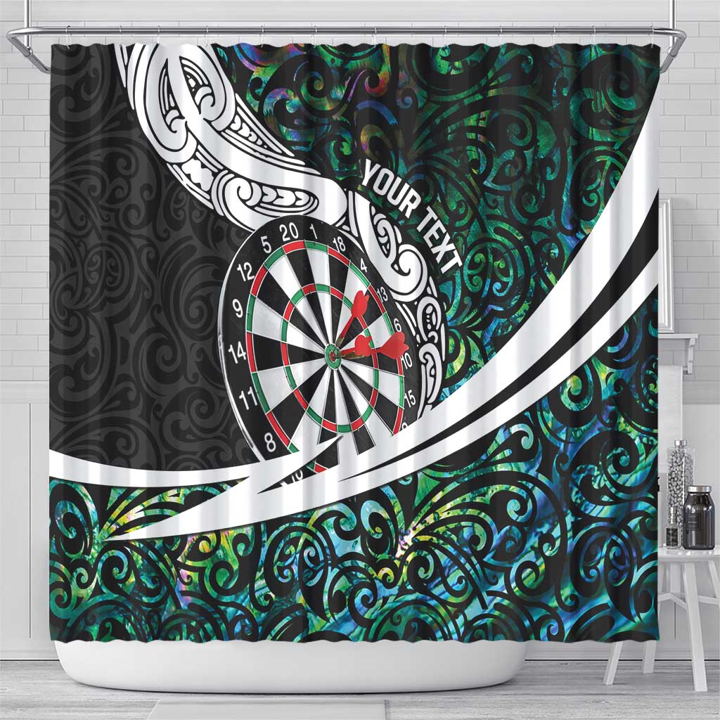 Personalized NZ Darts Shower Curtain Paua Shell Maori Koru Whakairo LT7 - Polynesian Pride