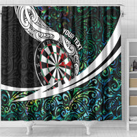 Personalized NZ Darts Shower Curtain Paua Shell Maori Koru Whakairo LT7 - Polynesian Pride