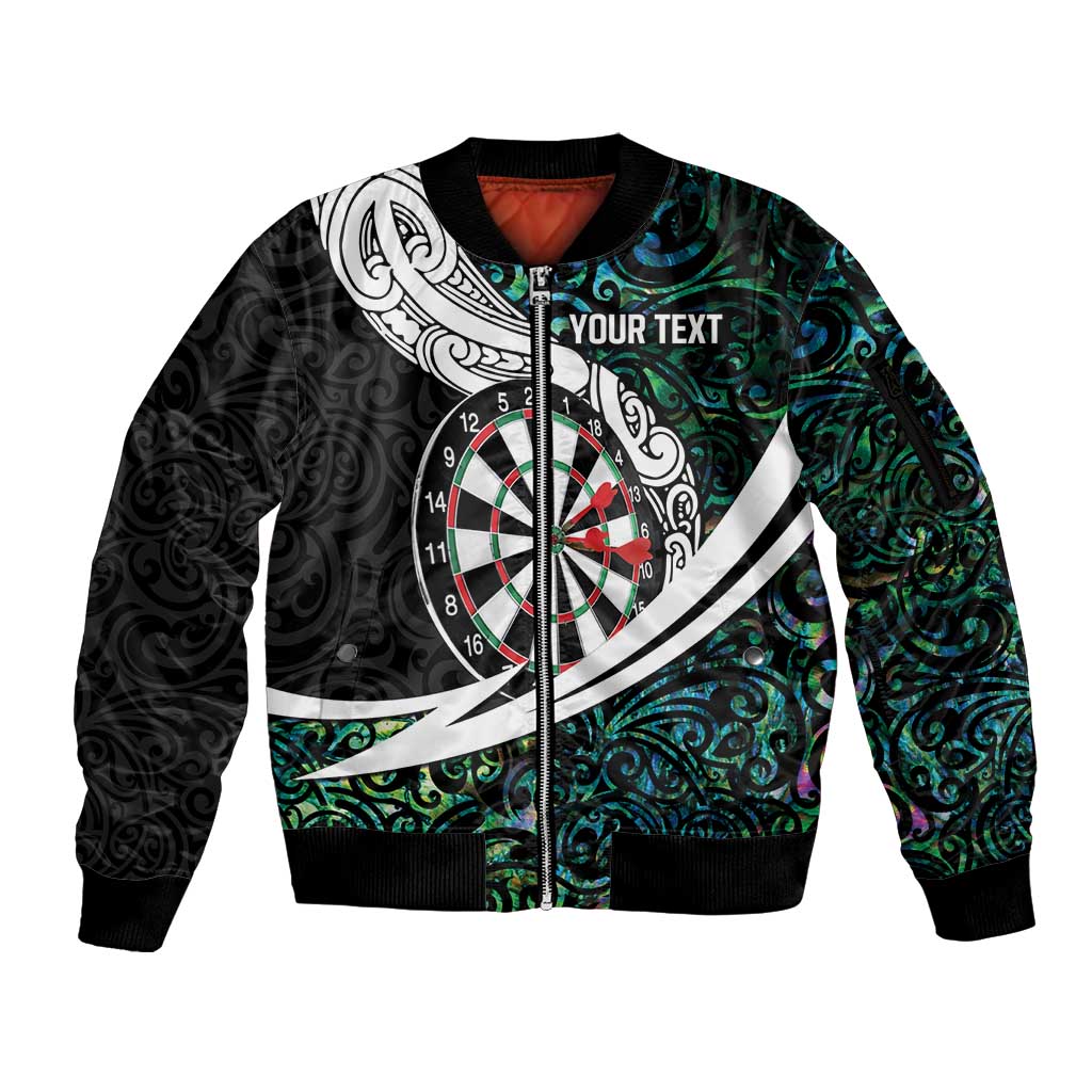 Personalized NZ Darts Sleeve Zip Bomber Jacket Paua Shell Maori Koru Whakairo LT7 Unisex Colorful - Polynesian Pride