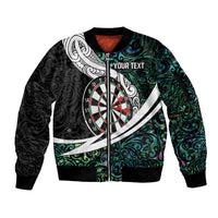Personalized NZ Darts Sleeve Zip Bomber Jacket Paua Shell Maori Koru Whakairo LT7 Unisex Colorful - Polynesian Pride