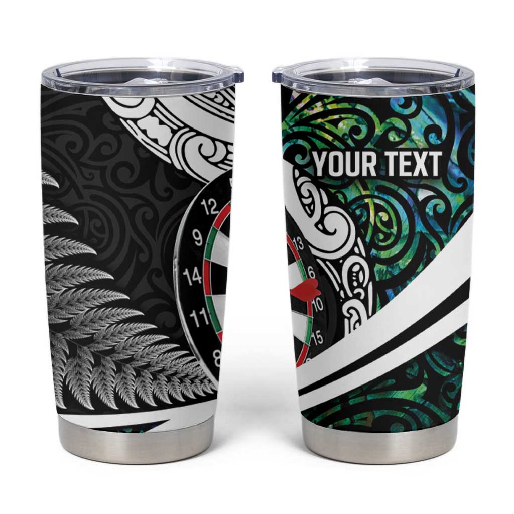 Personalized NZ Darts Tumbler Cup Paua Shell Maori Koru Whakairo LT7 Colorful - Polynesian Pride
