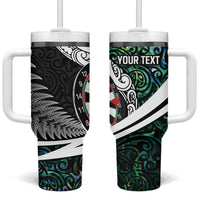 Personalized NZ Darts Tumbler With Handle Paua Shell Maori Koru Whakairo LT7 One Size: 40 oz Colorful - Polynesian Pride