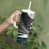 Personalized NZ Darts Tumbler With Handle Paua Shell Maori Koru Whakairo LT7 - Polynesian Pride