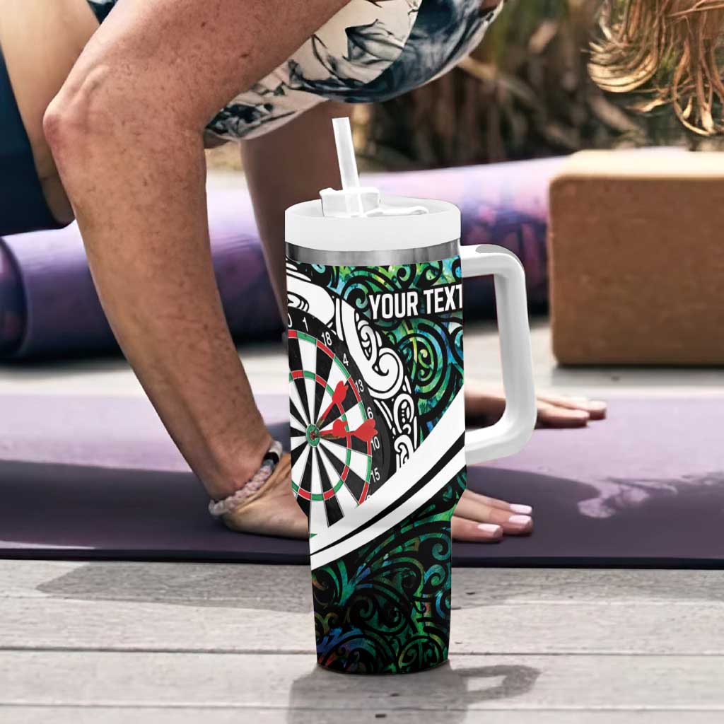 Personalized NZ Darts Tumbler With Handle Paua Shell Maori Koru Whakairo LT7 - Polynesian Pride