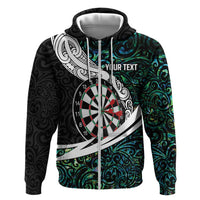 Personalized NZ Darts Zip Hoodie Paua Shell Maori Koru Whakairo LT7 Zip Hoodie Colorful - Polynesian Pride